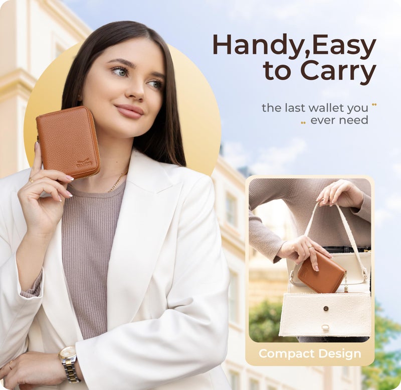 Claasico Bifold Wallet for Women RFID Blocking | Genuine Leather Zip Wallet & Ladies Coin Pocket | Stylish Credit Card Holder | Travel Wallet with Anti-Theft Protection - Image 3